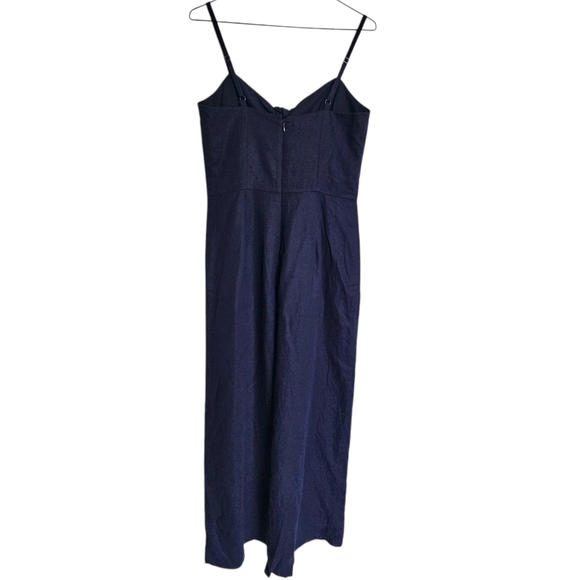 J. Crew Factory Linen-blend Navy Blue Jumpsuit Size 2 - Picture 5 of 13